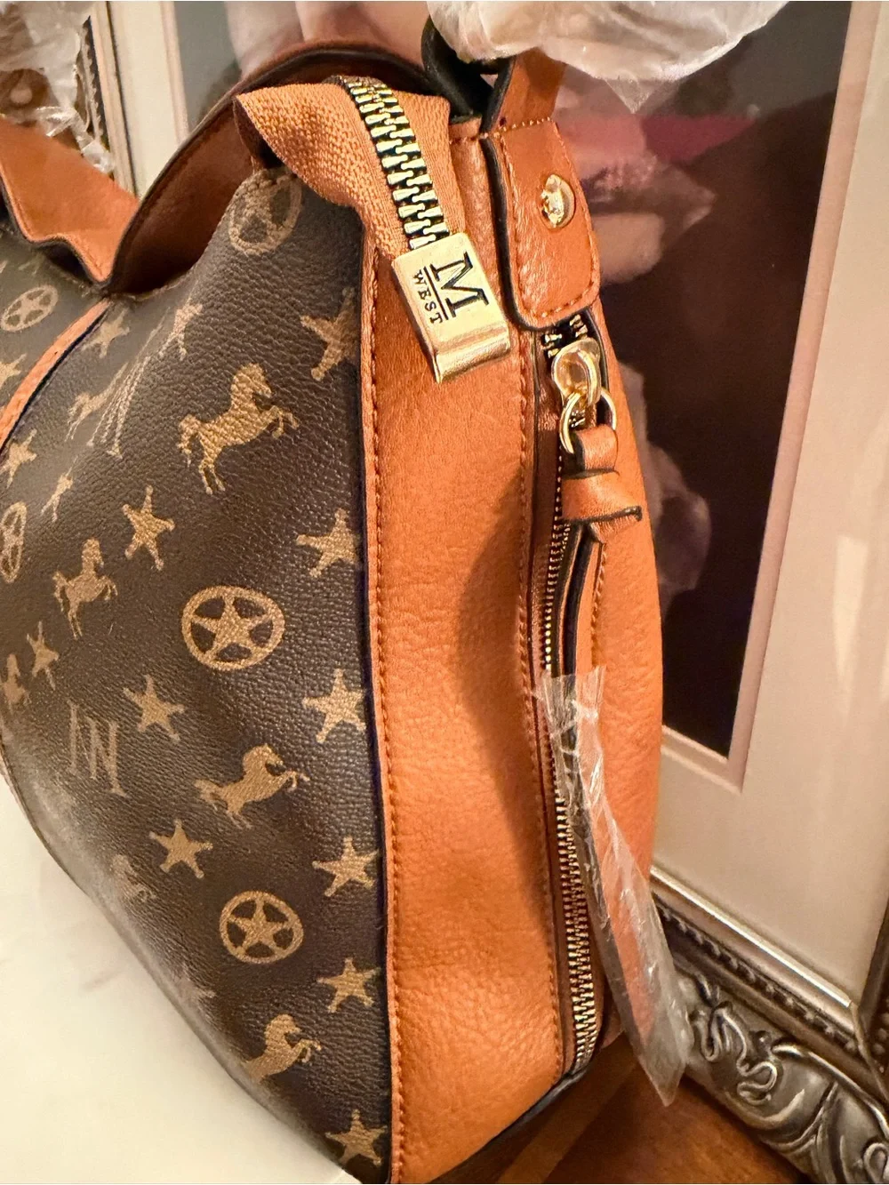 Montana West NWT Cognac 2-Tone Hobo Shoulder Bag & Crossbody w/Concealed Carry